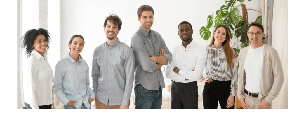 Journalists collaborating in a modern newsroom